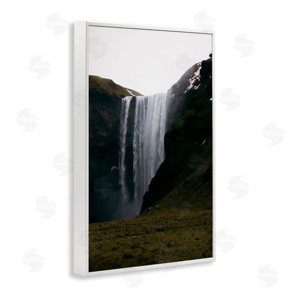 Jade Sharp Photo Crashing Icelandic Waterfall White Frame Giclee Art Print
