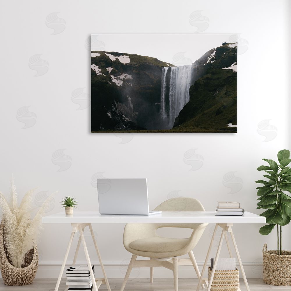 Jade Sharp Photo Serene Icelandic Waterfall Printed Wall Art in Room