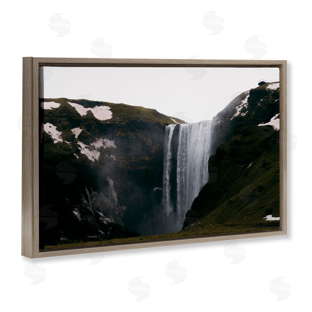 Jade Sharp Photo Serene Icelandic Waterfall Brown Floating Frame Canvas Art Print