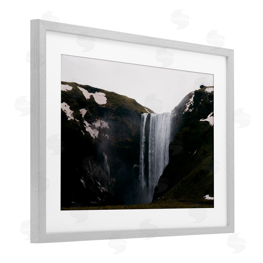 Jade Sharp Photo Serene Icelandic Waterfall Gray Framed Print Under Glass Art
