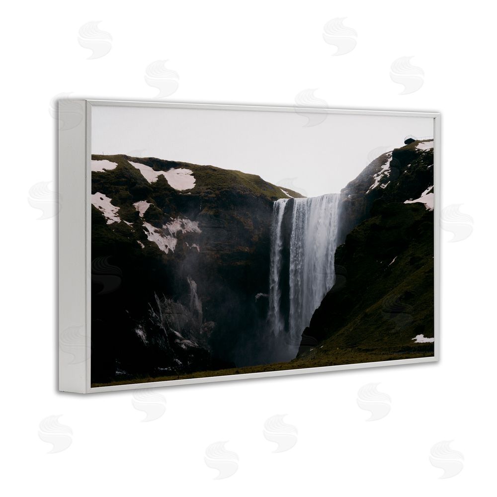 Jade Sharp Photo Serene Icelandic Waterfall White Frame Giclee Art Print