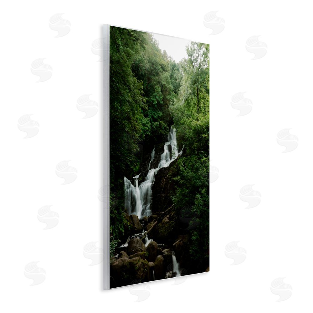 Jade Sharp Photo Cascading Waterfall in Forest Wall Plaque Art Print