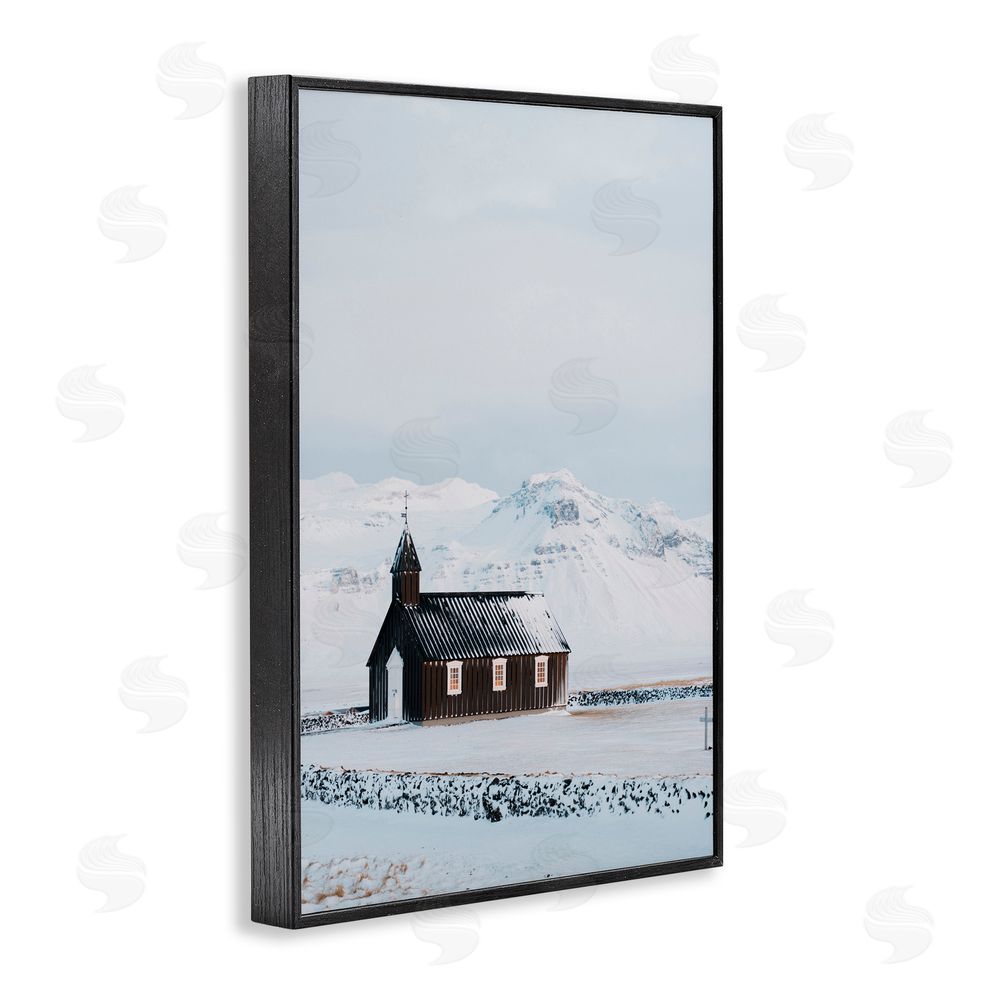 Jade Sharp Photo Icelandic Church Snowscape Black Framed Giclee Art Print