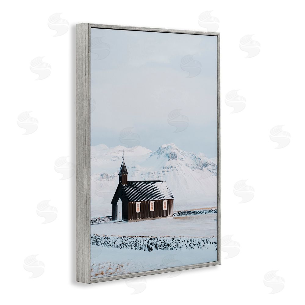 Jade Sharp Photo Icelandic Church Snowscape Gray Framed Giclee Art Print