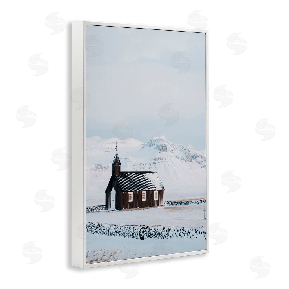 Jade Sharp Photo Icelandic Church Snowscape White Frame Giclee Art Print