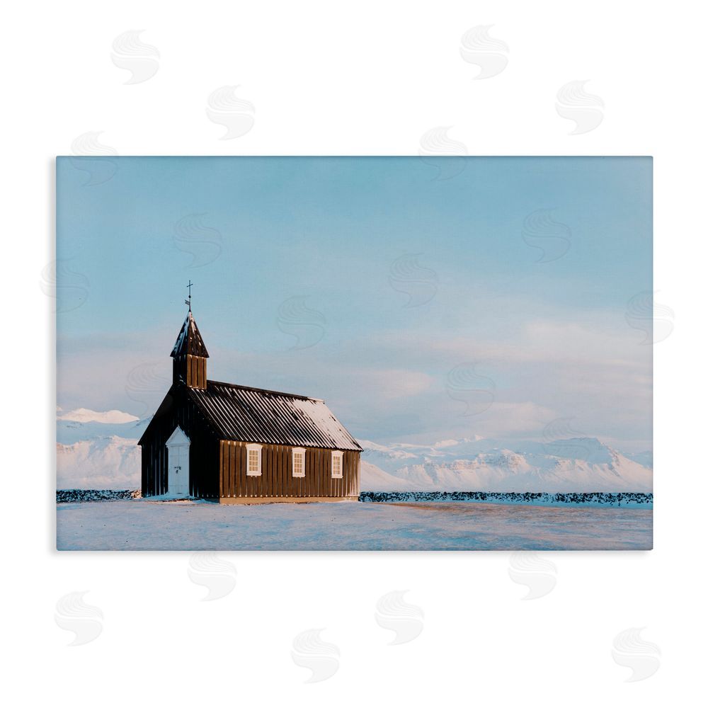 Jade Sharp Photo Church on Vast Snowscape Canvas Wall Art Print