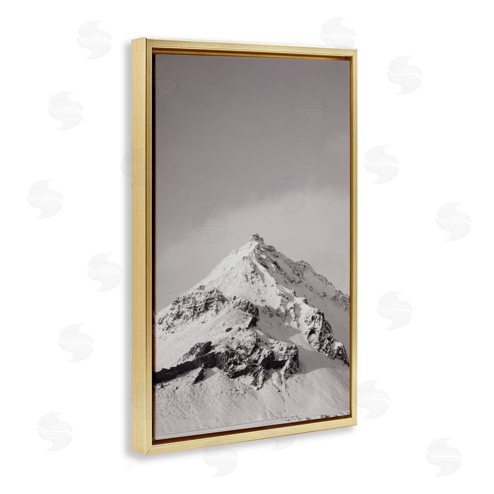 Jade Sharp Photo Icy Mountain Peak Iceland Gold Floating Frame Canvas Art Print