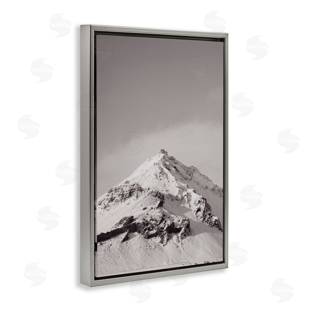 Jade Sharp Photo Icy Mountain Peak Iceland Gray Floating Frame Canvas Art Print