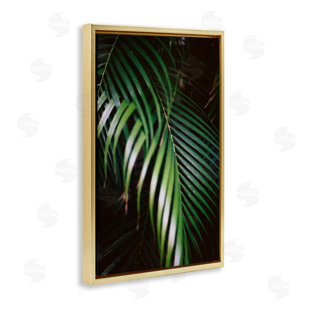 Jade Sharp Photo Palm Leaves Weaving Together Gold Floating Frame Canvas Art Print