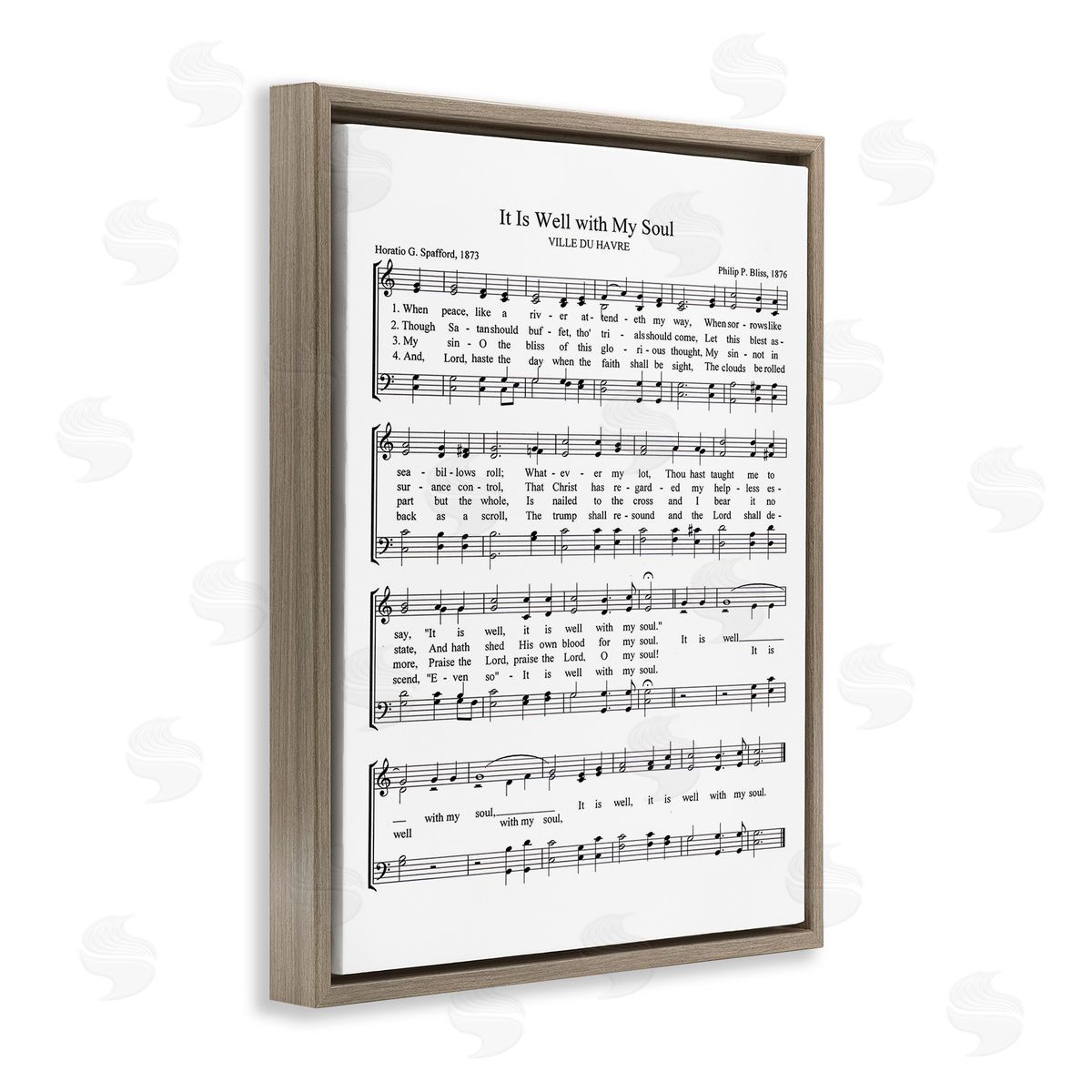Well With My Soul Sheet Music Brown Floating Frame Canvas Wall Art, Home Decor by Lettered and Lined