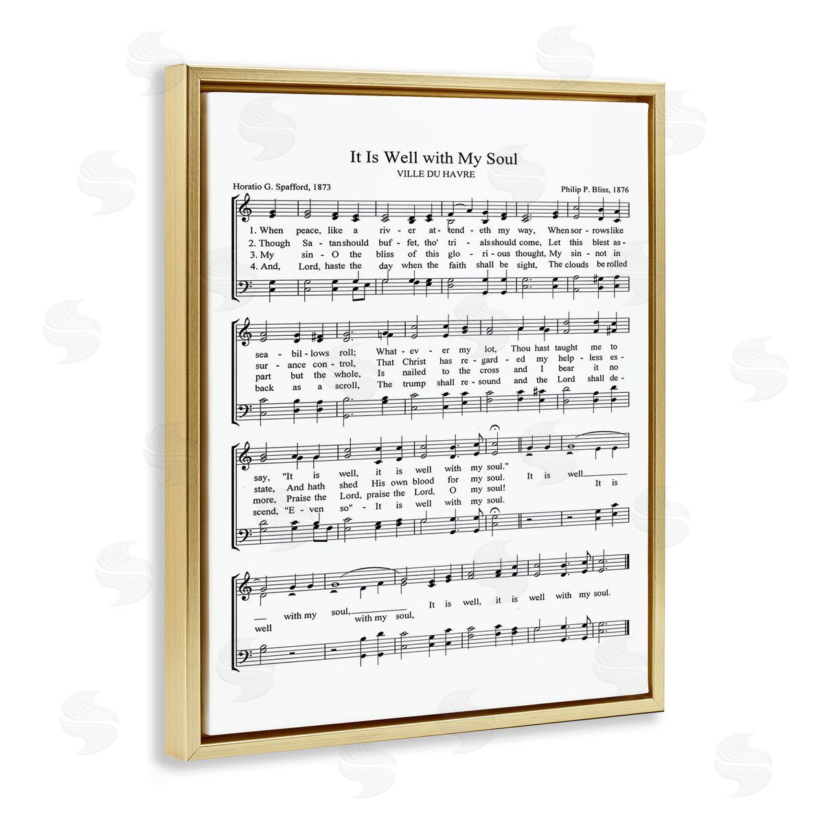 Well With My Soul Sheet Music Gold Floating Frame Canvas Wall Art, Home Decor by Lettered and Lined