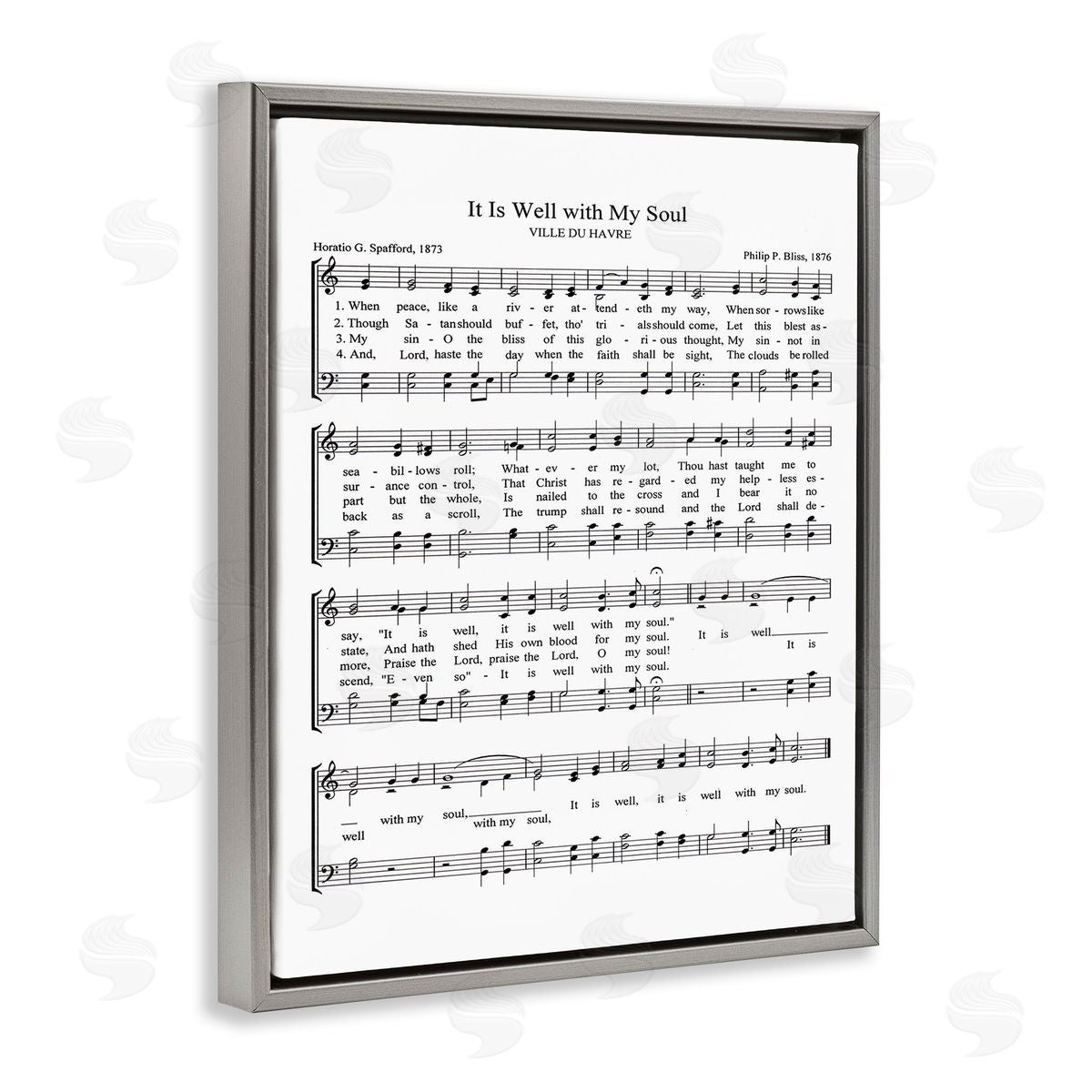Well With My Soul Sheet Music Grey Floating Frame Canvas Wall Art, Home Decor by Lettered and Lined