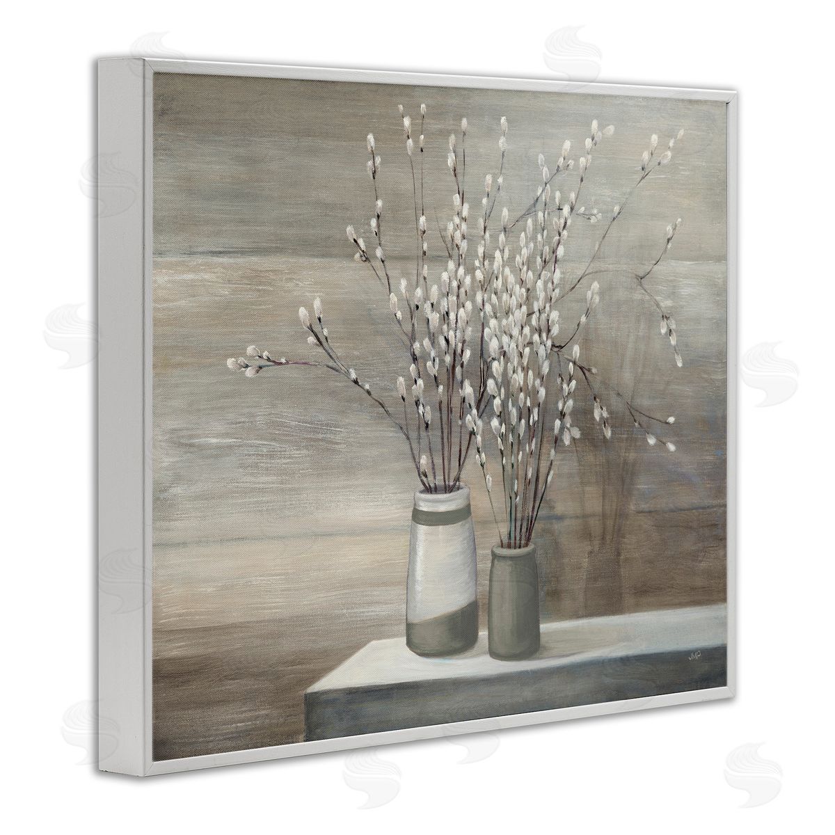 Pussy Willow Still Life White Frame Print Wall Art, Home Decor by Wild Apple