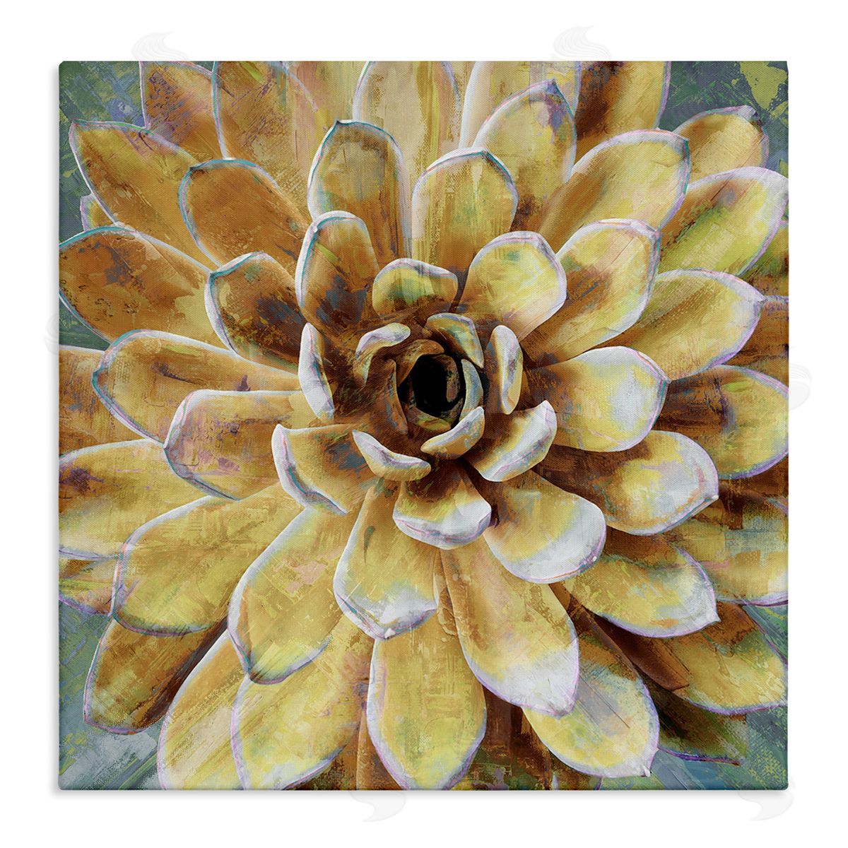 Yellow Botanical Succulent Bloom Painting Canvas Wall Art, Home Decor by Lindsay Benson