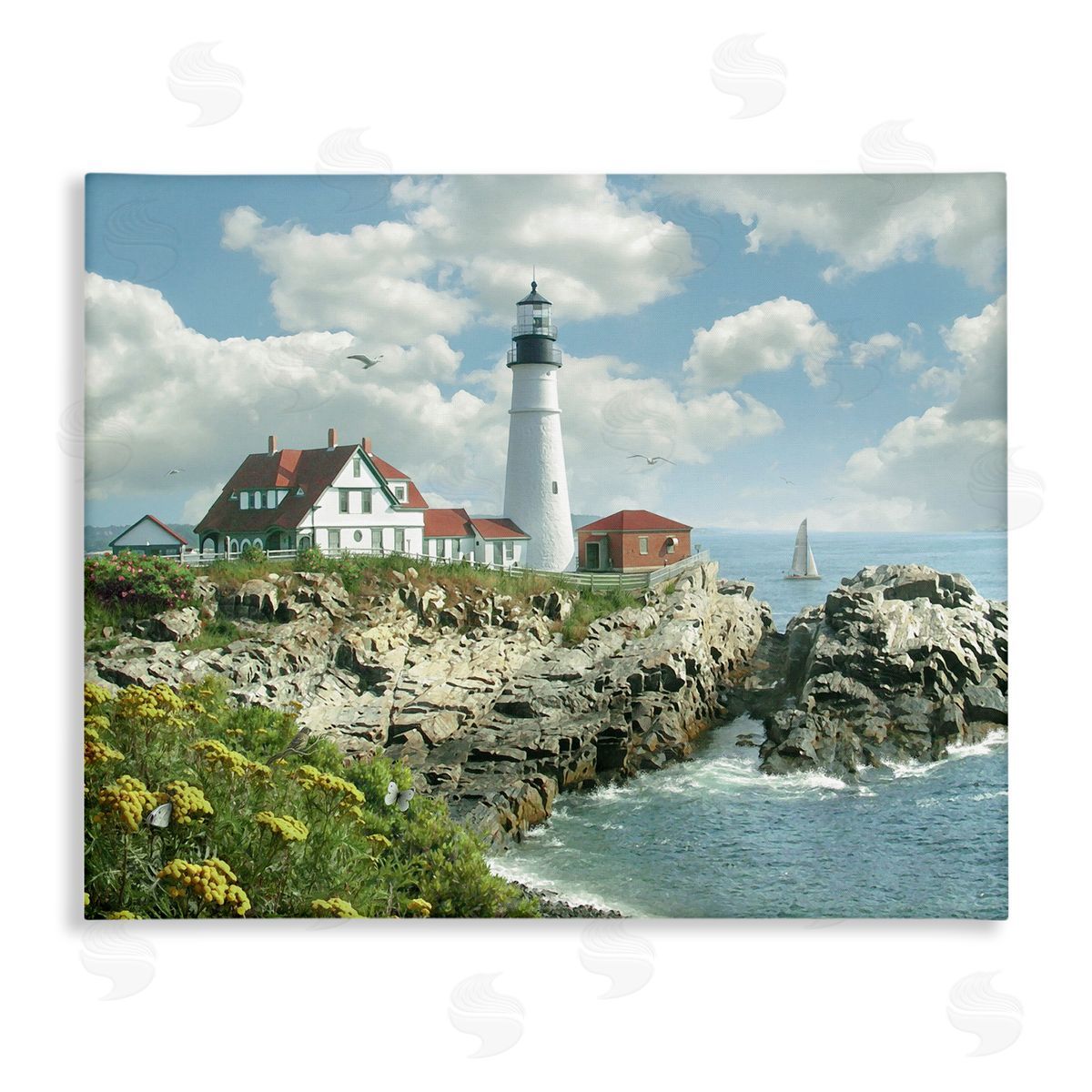 Portland Lighthouse Peninsula Scene Canvas Wall Art, Home Decor by Alan Giana & Company