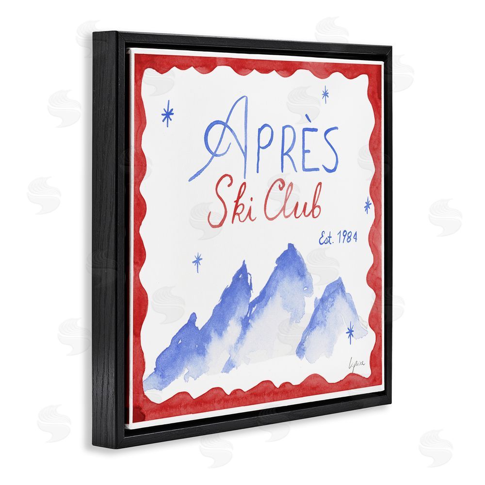 Lucille Price Red & Blue Apres Ski Club Black Floating Frame Canvas Wall Art Print