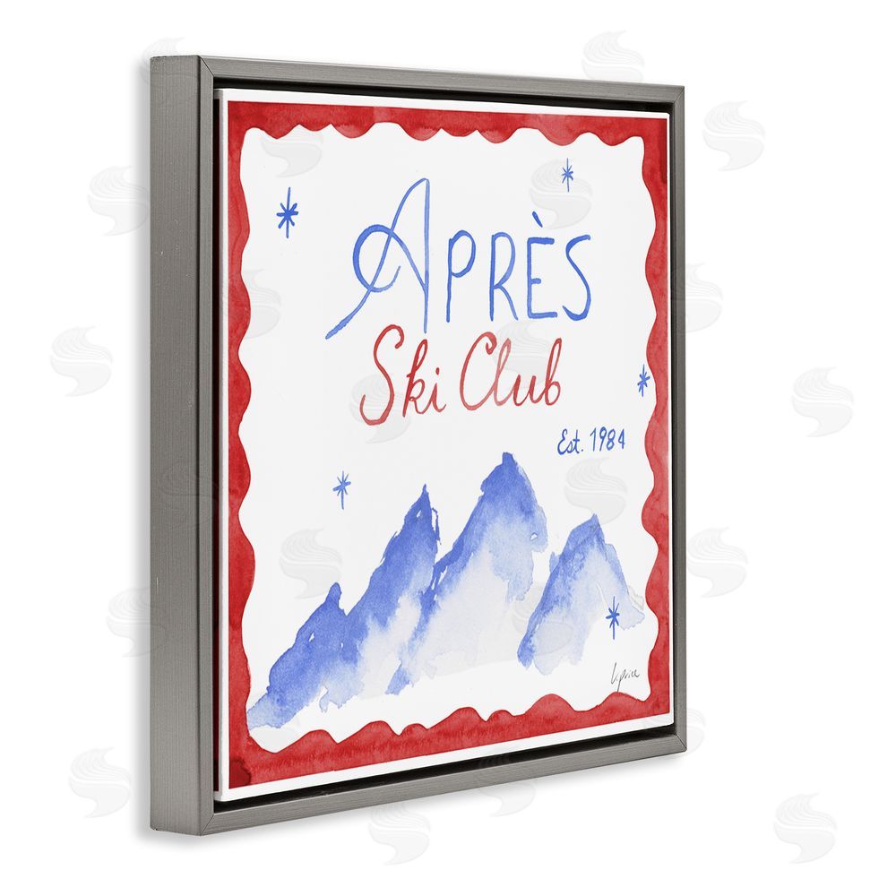 Lucille Price Red & Blue Apres Ski Club Gray Floating Frame Canvas Wall Art Print