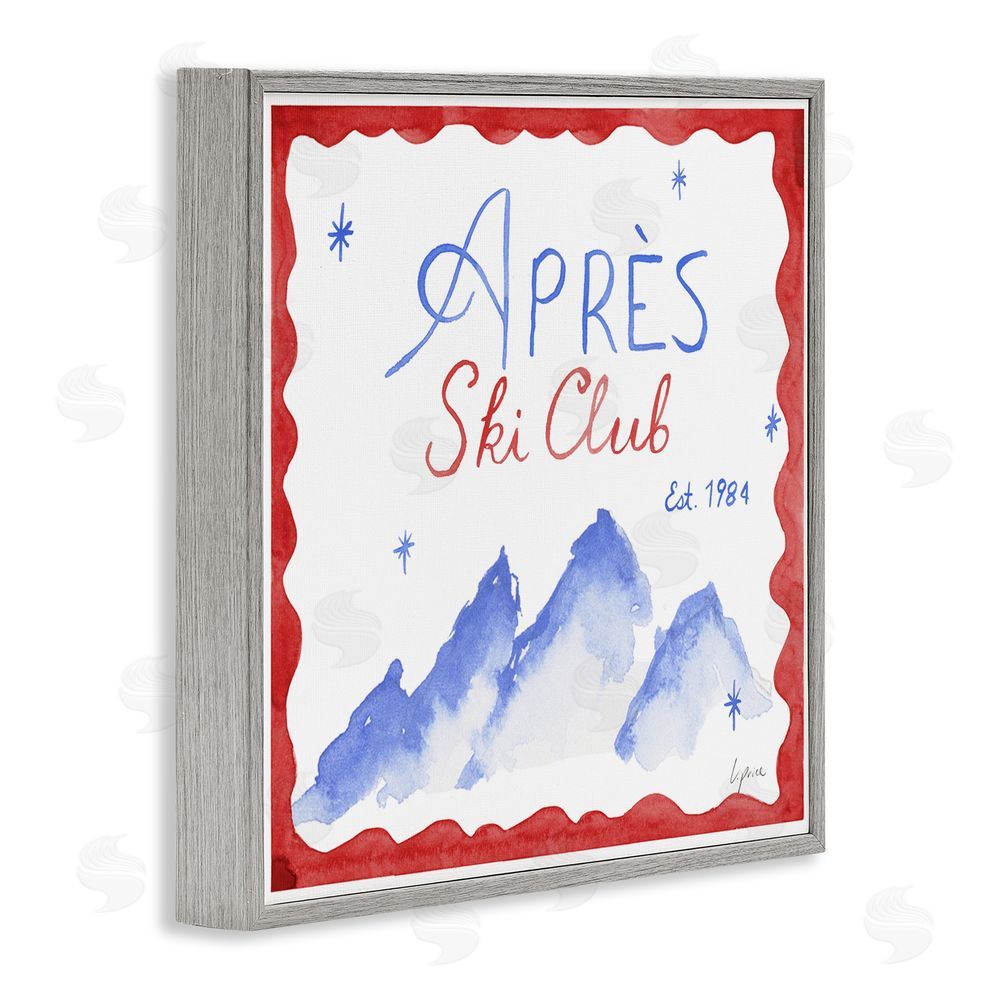 Lucille Price Red & Blue Apres Ski Club Gray Framed Giclee Wall Art Print