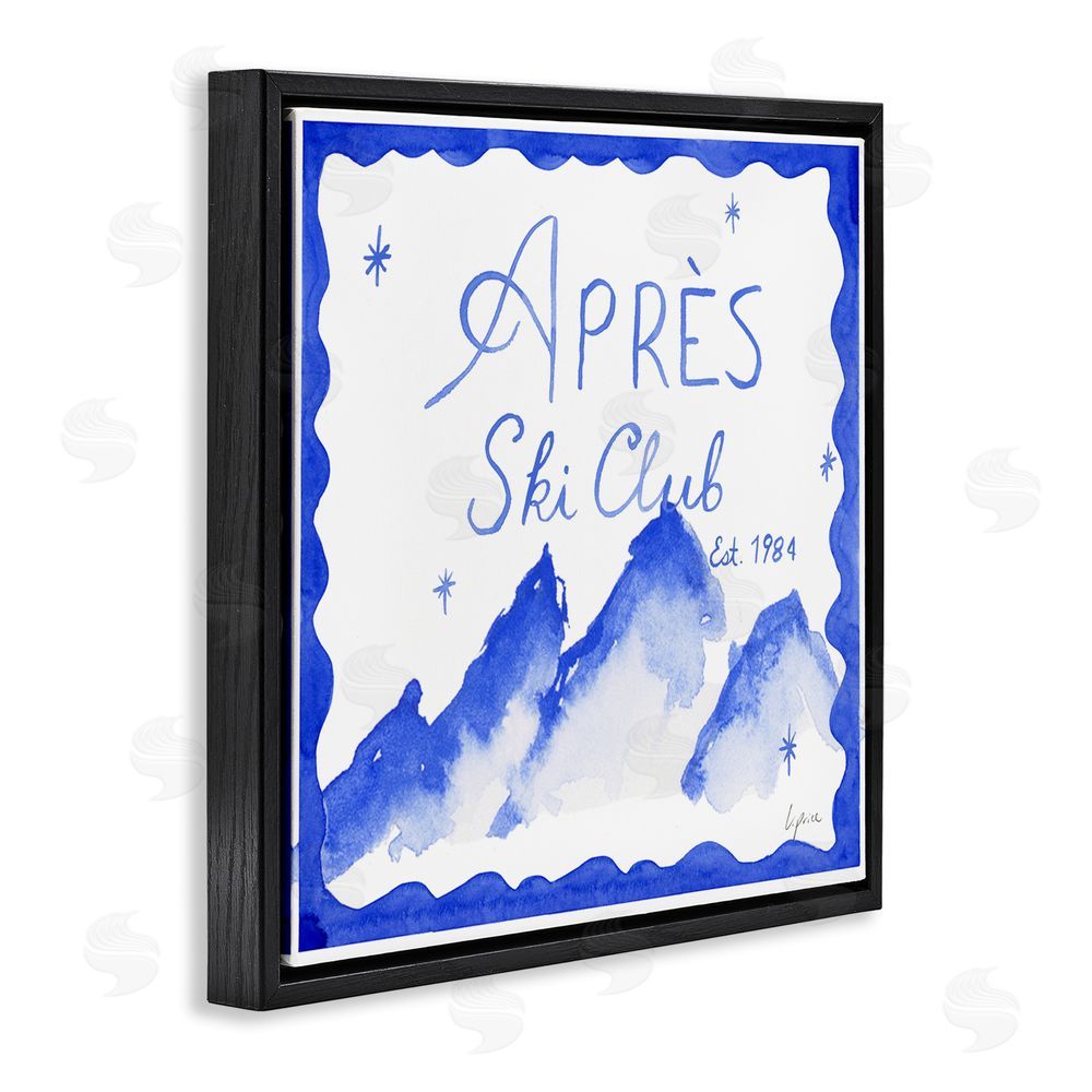 Lucille Price Apres Ski in Blue Tones Black Floating Frame Canvas Wall Art Print