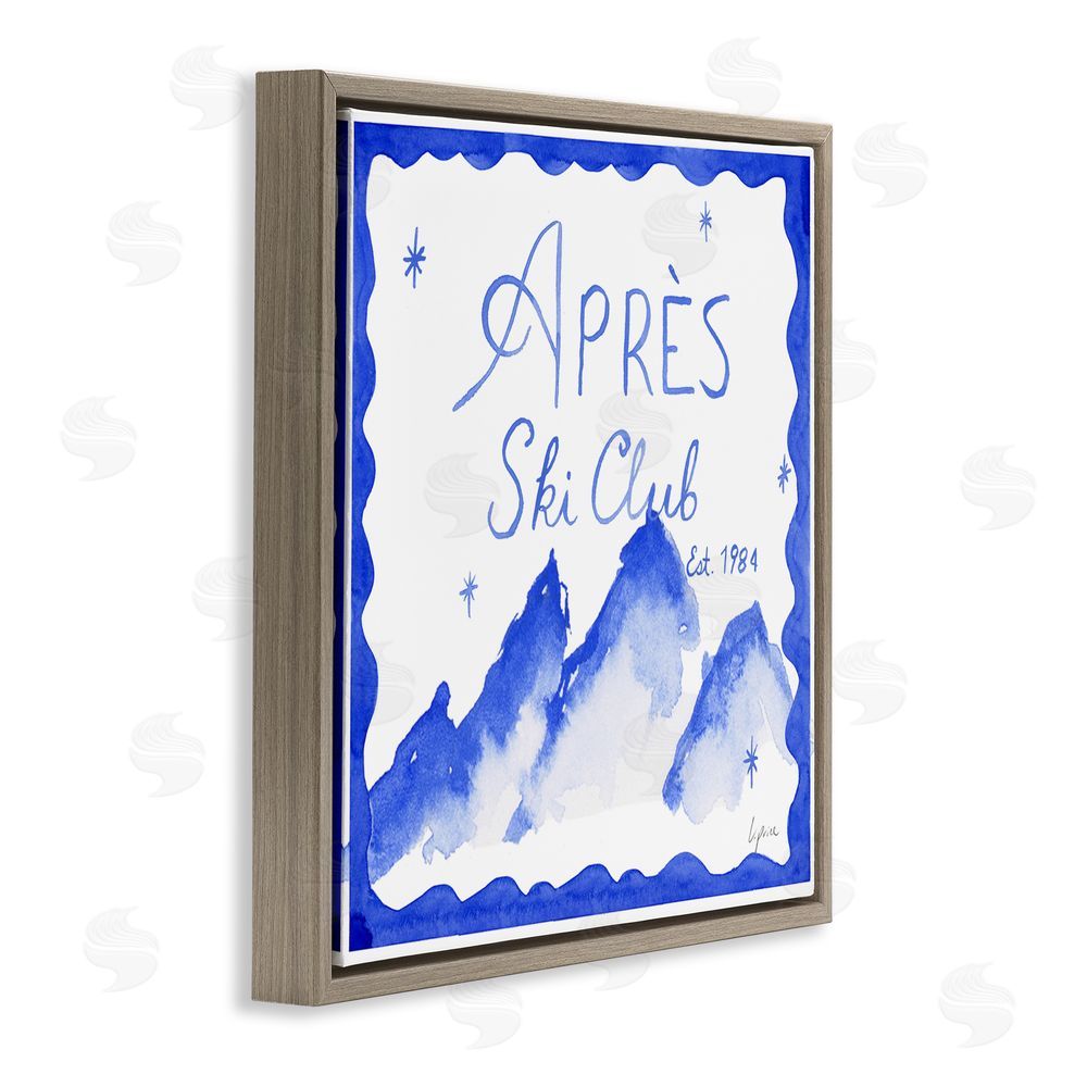Lucille Price Apres Ski in Blue Tones Brown Floating Frame Canvas Wall Art Print