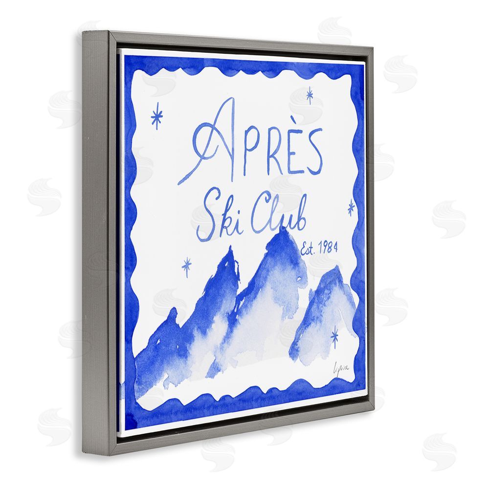 Lucille Price Apres Ski in Blue Tones Gray Floating Frame Canvas Wall Art Print