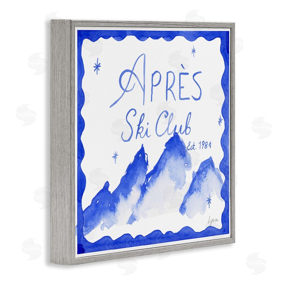 Lucille Price Apres Ski in Blue Tones Gray Framed Giclee Wall Art Print