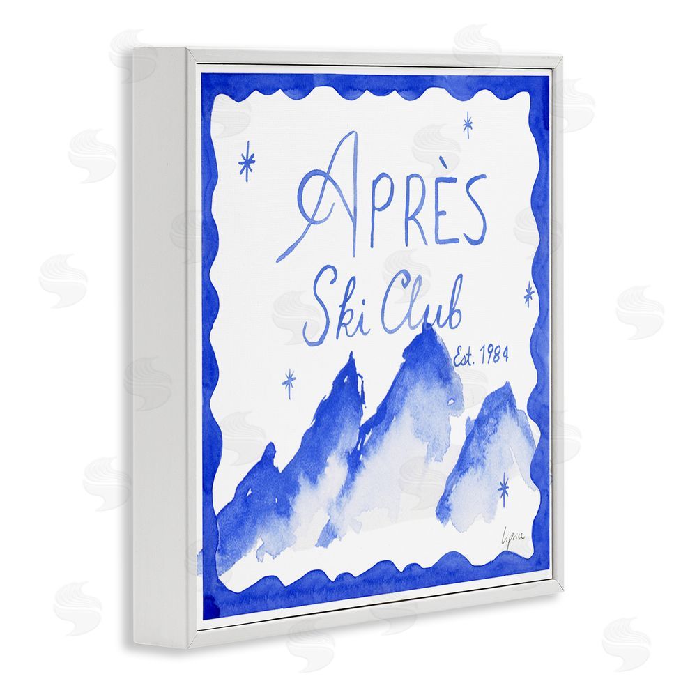 Lucille Price Apres Ski in Blue Tones White Framed Giclee Wall Art Print