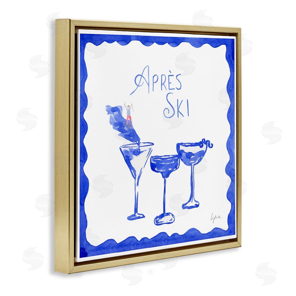 Lucille Price Apres Ski Winter Cocktails Gold Floating Frame Canvas Wall Art Print