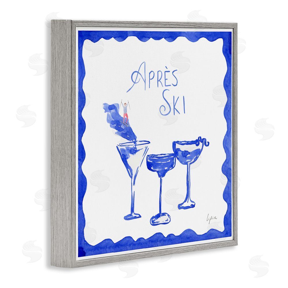 Lucille Price Apres Ski Winter Cocktails Gray Framed Giclee Wall Art Print