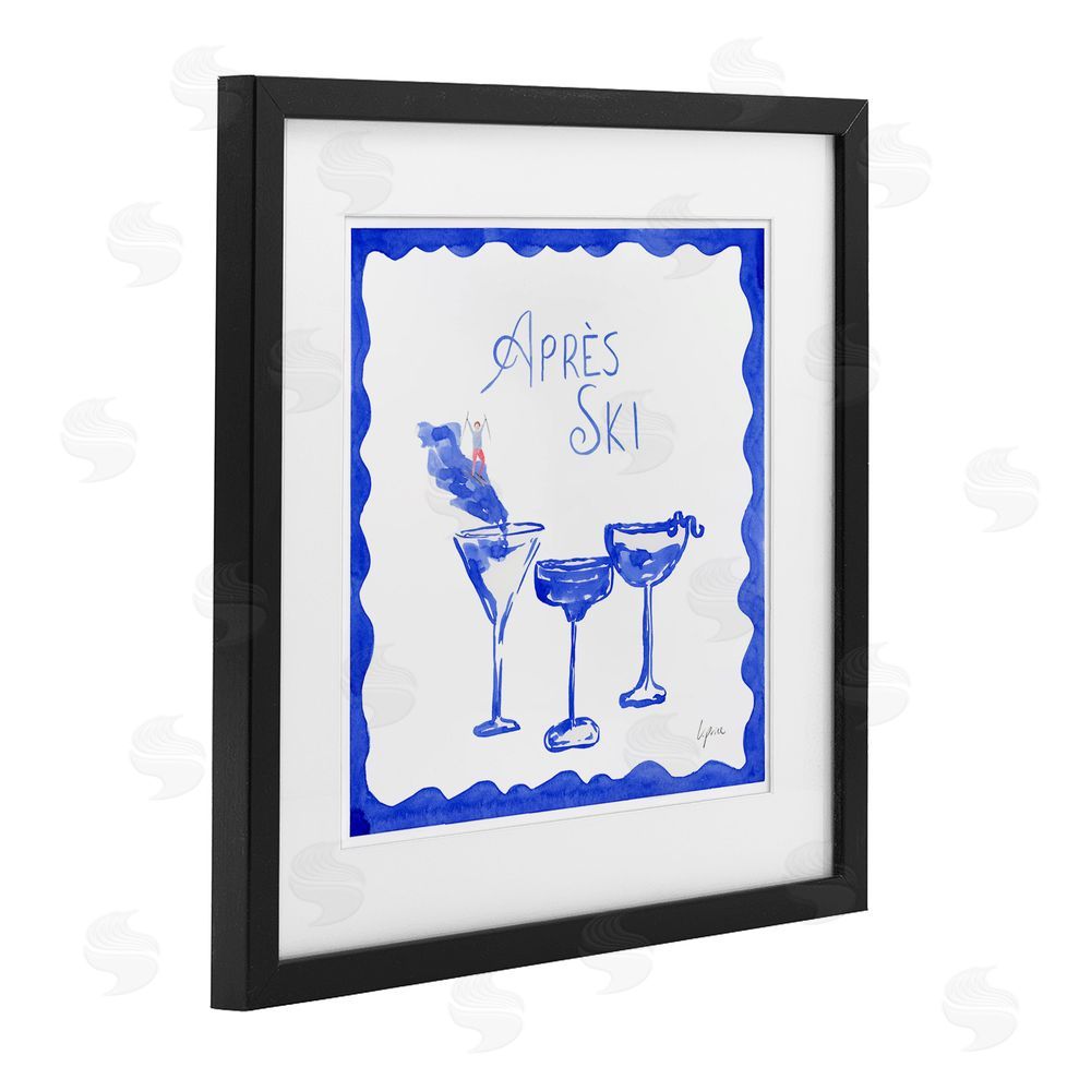 Lucille Price Apres Ski Winter Cocktails Black Framed Print Under Glass with White Mat Wall Art