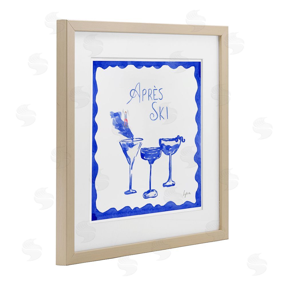 Lucille Price Apres Ski Winter Cocktails Birch Framed Print Under Glass with White Mat Wall Art