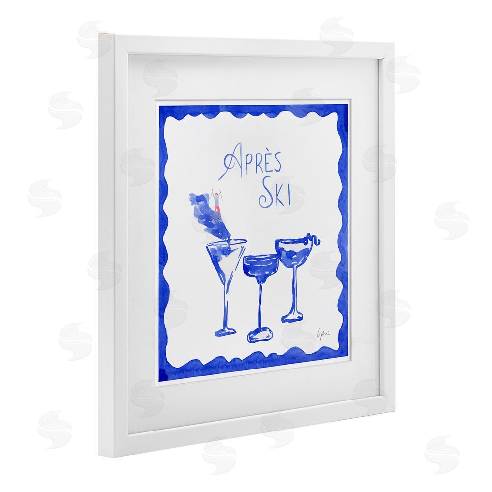 Lucille Price Apres Ski Winter Cocktails White Framed Print Under Glass with Mat Wall Art