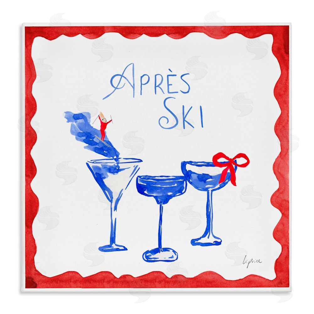 Lucille Price Red & Blue Ski Cocktails Canvas Wall Art Print