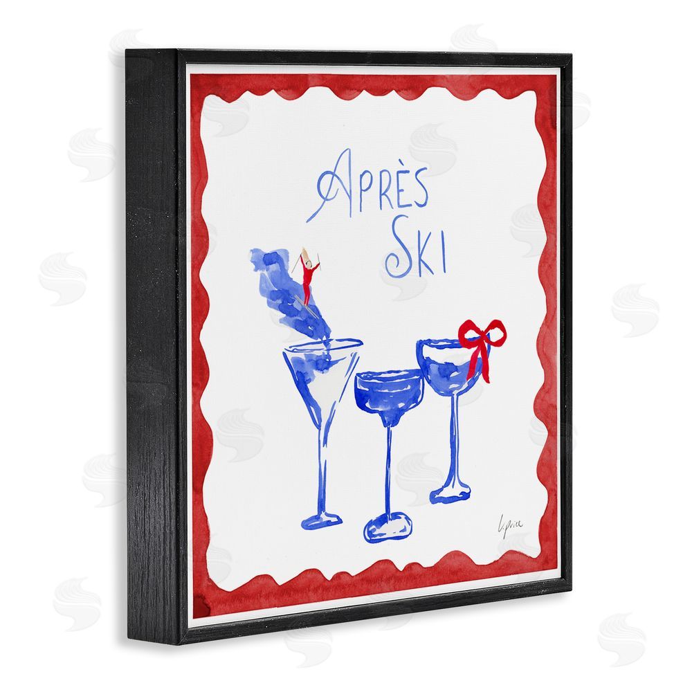 Lucille Price Red & Blue Ski Cocktails Black Framed Giclee Wall Art Print