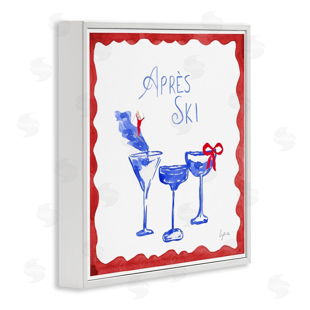 Lucille Price Red & Blue Ski Cocktails White Framed Giclee Wall Art Print