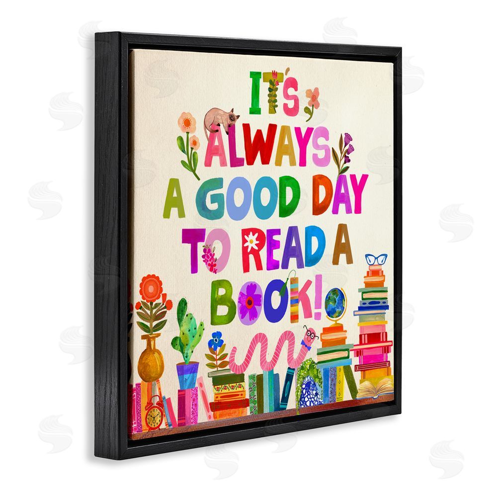 Katherine Herrell Studio Good Day To Read A Book Black Floating Frame Canvas Wall Art Print