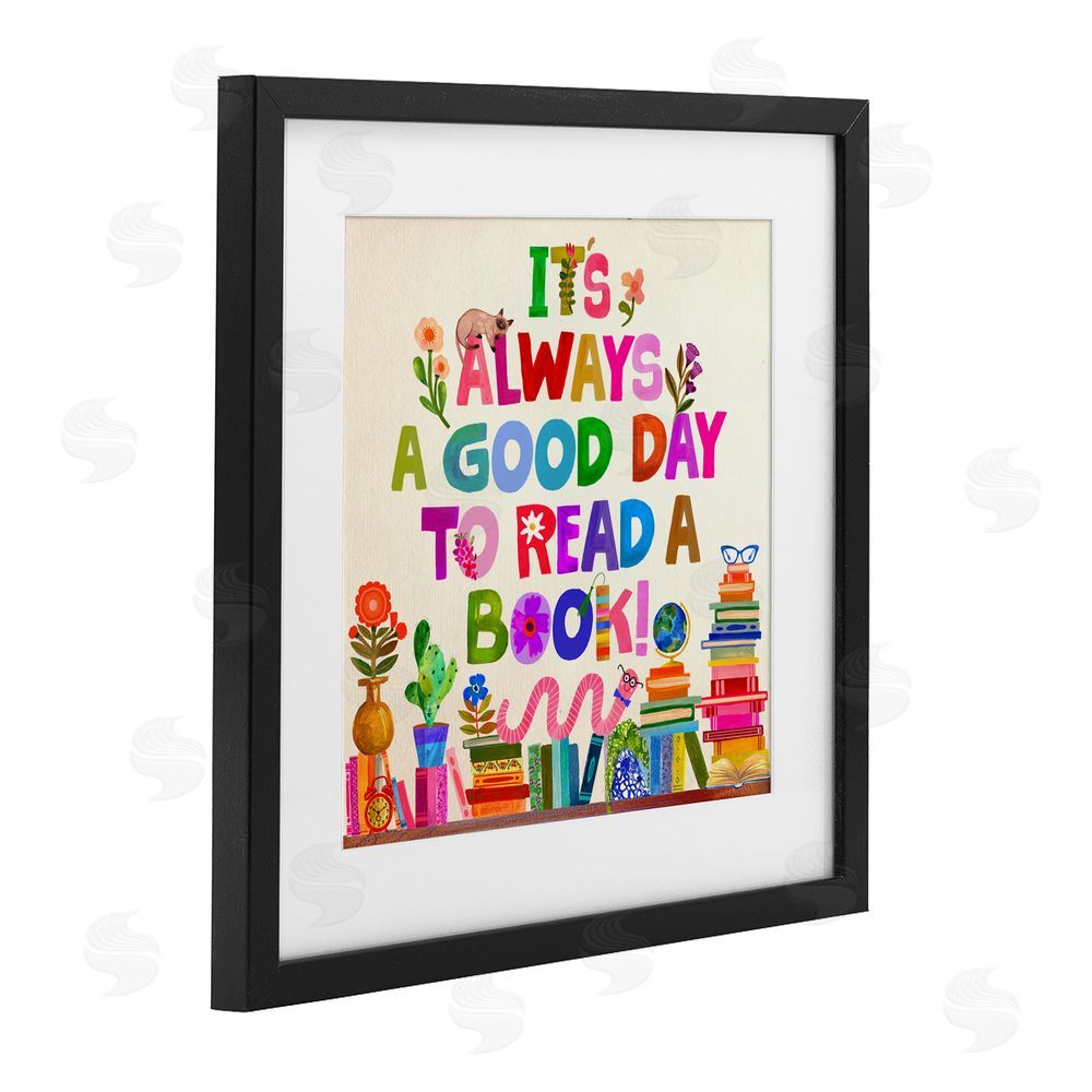 Katherine Herrell Studio Good Day To Read A Book Black Framed Print Under Glass with White Mat Wall Art