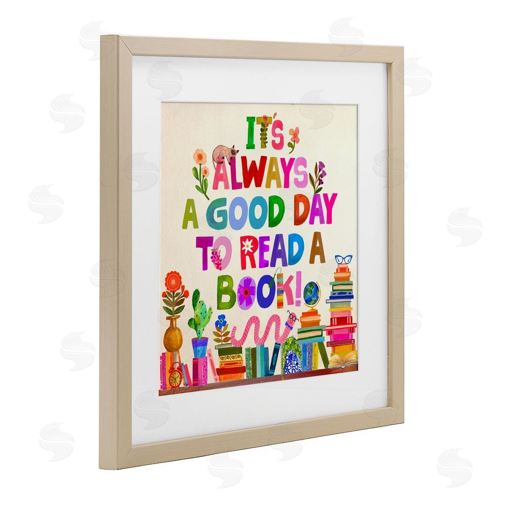 Katherine Herrell Studio Good Day To Read A Book Birch Framed Print Under Glass with White Mat Wall Art