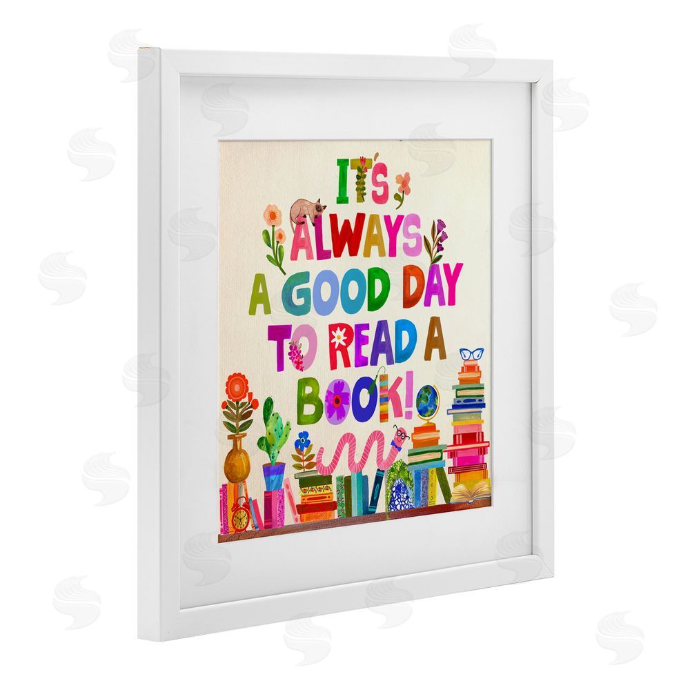 Katherine Herrell Studio Good Day To Read A Book White Framed Print Under Glass with Mat Wall Art