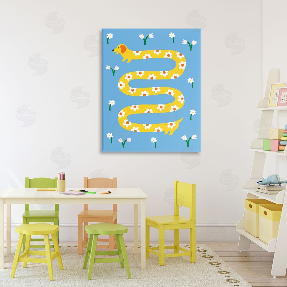 Nadia Hassan Long Floral Whimsical Dog Canvas Art on Wall