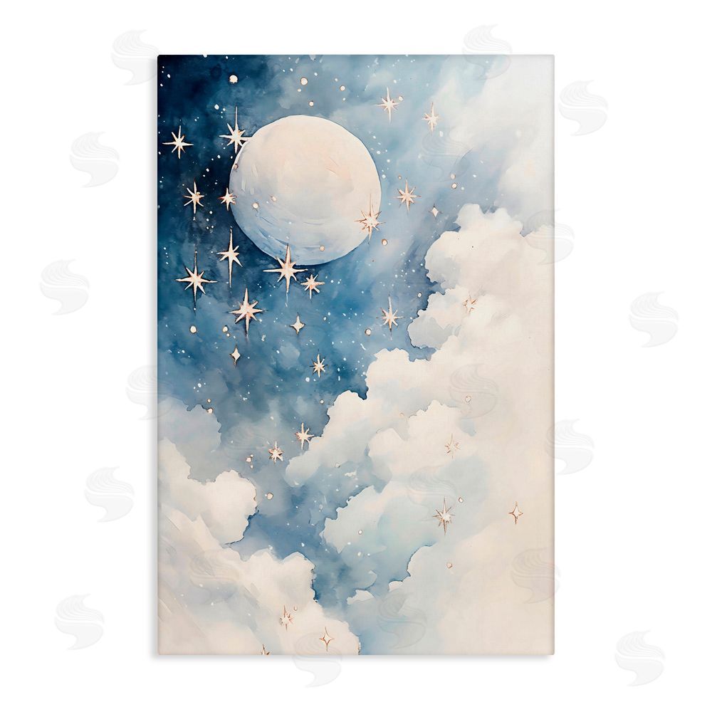 Creative Studio Starry Night with Dreamy Clouds Canvas Wall Art Print
