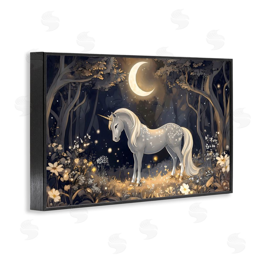 Creative Studio Moonlit Fairytale Unicorn Black Framed Giclee Wall Art Print