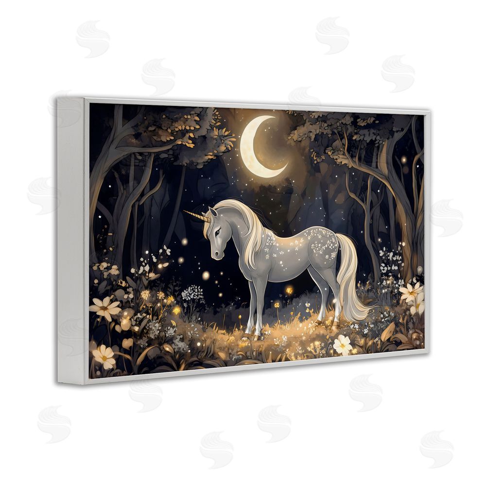 Creative Studio Moonlit Fairytale Unicorn White Framed Giclee Wall Art Print