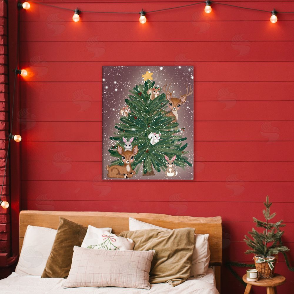 Drew McInerney Christmas Tree Fun Animals Printed Wall Art in Room