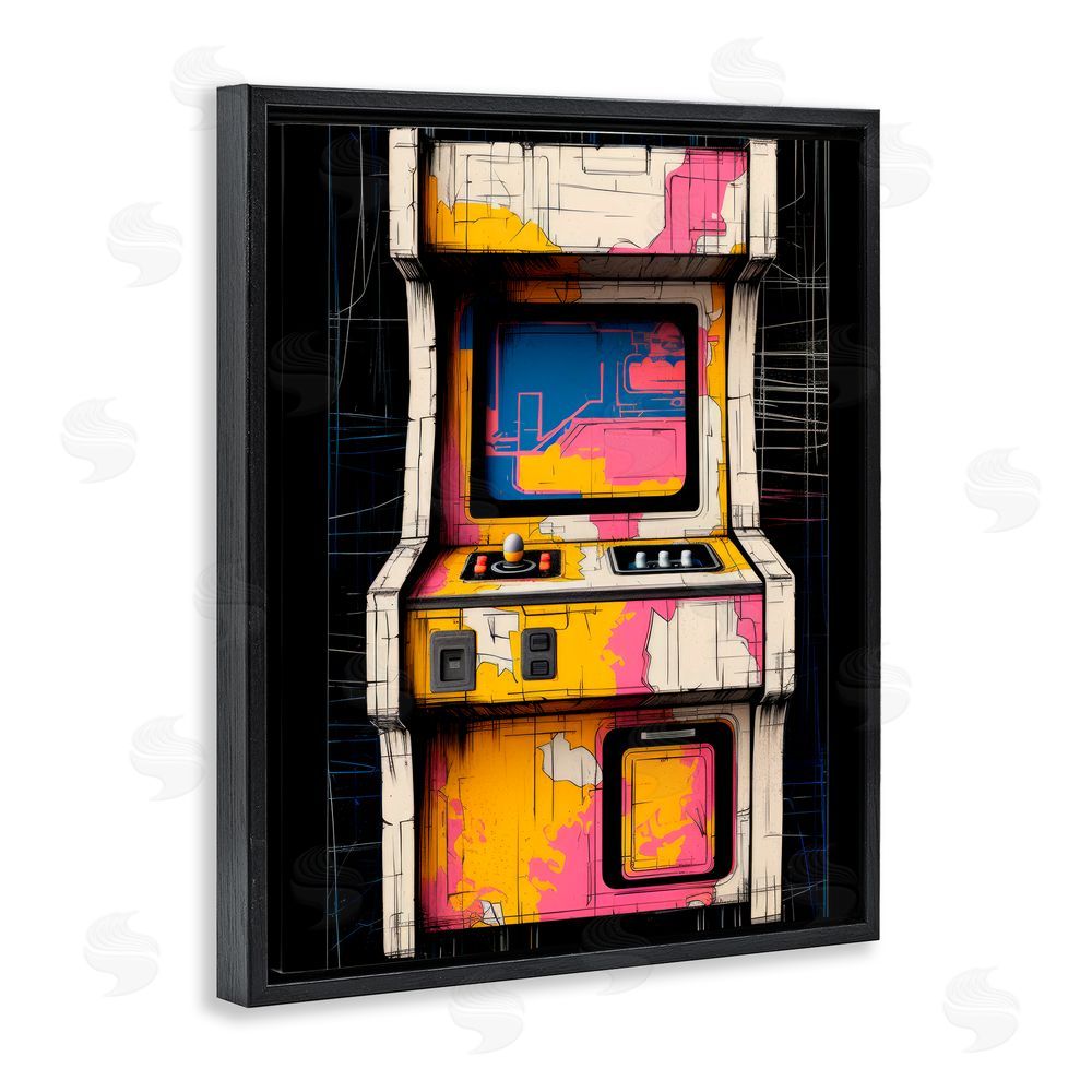 Lazar Studio Retro Joystick Journeys Black Floating Frame Canvas Wall Art Print