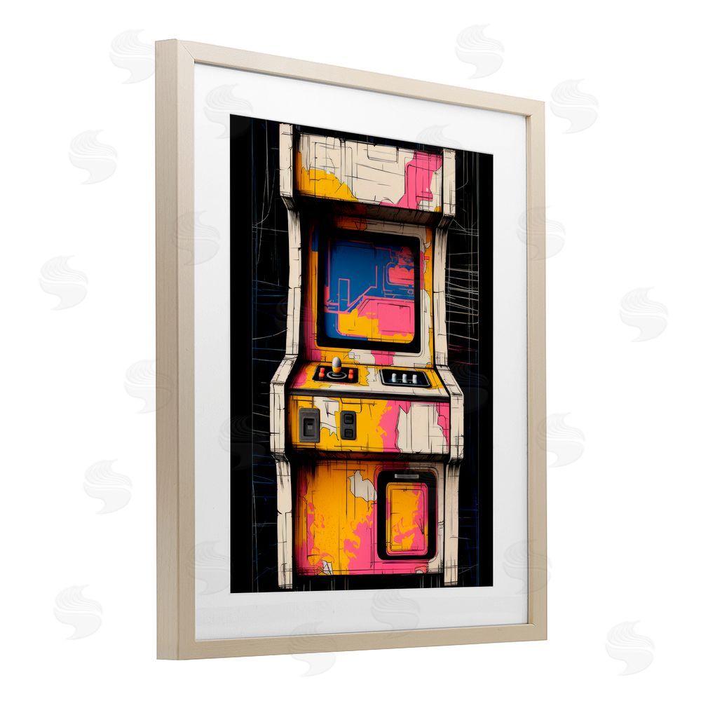 Lazar Studio Retro Joystick Journeys Birch Framed Print Under Glass with White Mat Wall Art