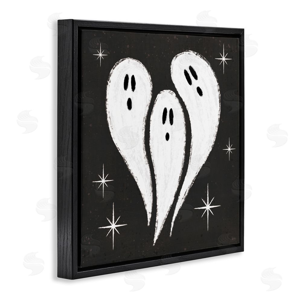 Veronique Charron Wee Bit Wicked Ghosts Black Floating Frame Canvas Wall Art Print