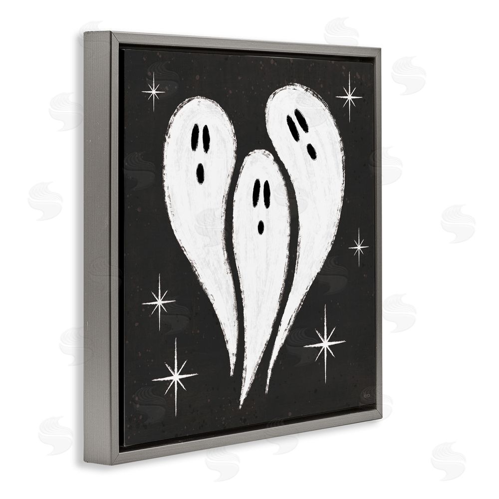 Veronique Charron Wee Bit Wicked Ghosts Gray Floating Frame Canvas Art Print