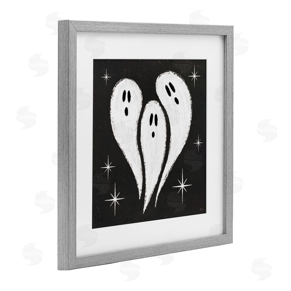 Veronique Charron Wee Bit Wicked Ghosts Gray Framed Print Under Glass Art