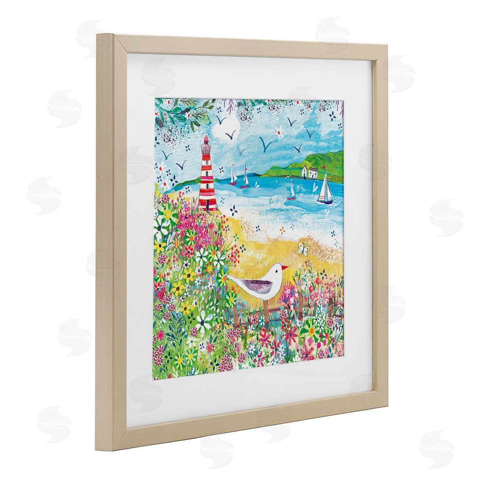 Clare Tupper Summer Whimsy Seaside Birch Framed Print Under Glass with White Mat Wall Art